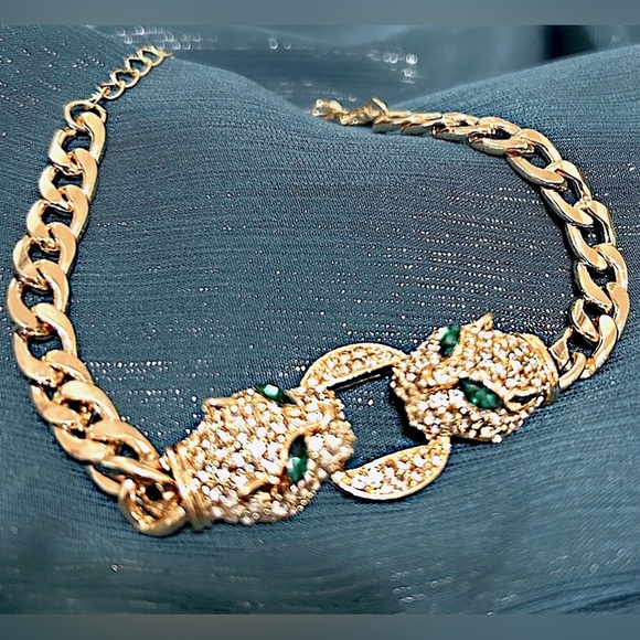 Eclectic Gold and Green Panther Bracelet - Picture 3 of 6